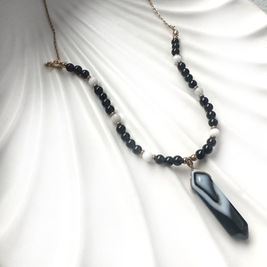 Naszyjnik Mocy • Agat Czarny & Agat Biały