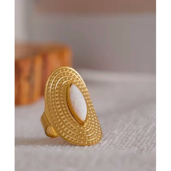 Pierścionek Mocy Agat Biały (regulowany)