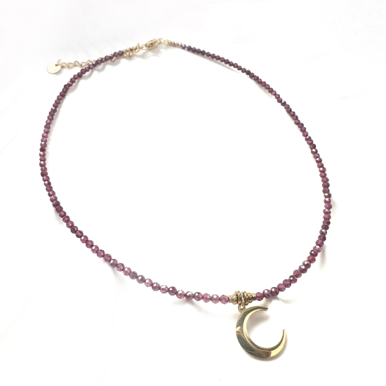 Choker „Granat – Ochrona, Moc i Odwaga” z Księżycem w Nowiu