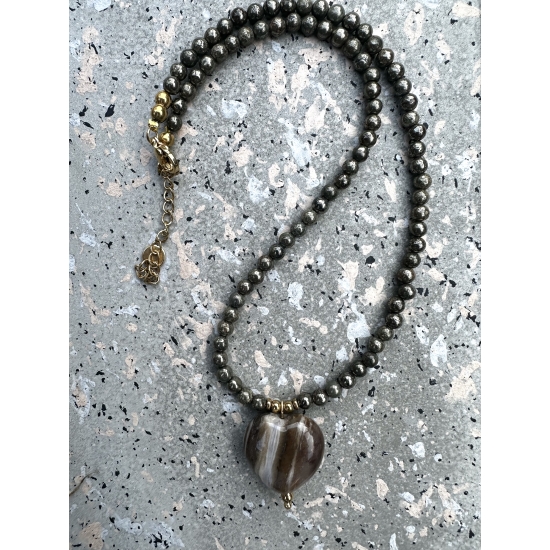 Unikat naszyjnik piryt i jadeit (tylko 1 szt dostępna)