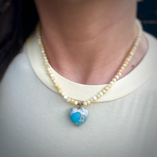 Naszyjnik HEART – Kalcyt Żółty