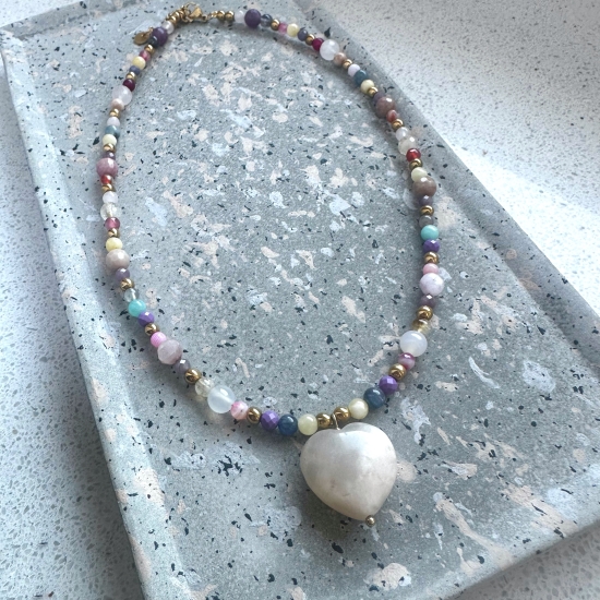 Naszyjnik z sercem z agatu Sakura