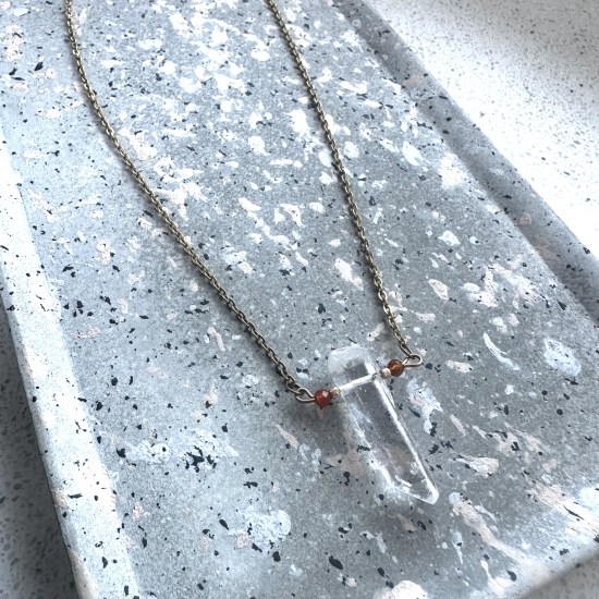 Naszyjnik Kryształ Górski i karneol