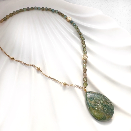 Naszyjnik „Serce Natury” – szmaragd & zielony kyanit