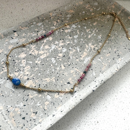 Naszyjnik Magnetyzm – Kyanit, Szafiry, Rubiny, Turmalin Czerwony