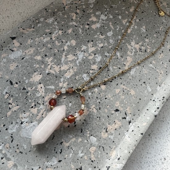 Naszyjnik Miłość & Namiętność – Kwarc Różowy i Karneol