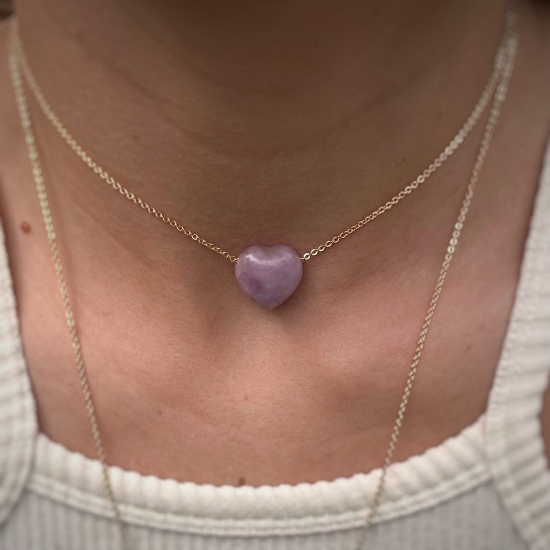 "Healing Heart" Naszyjnik z sercem z lepidolitu