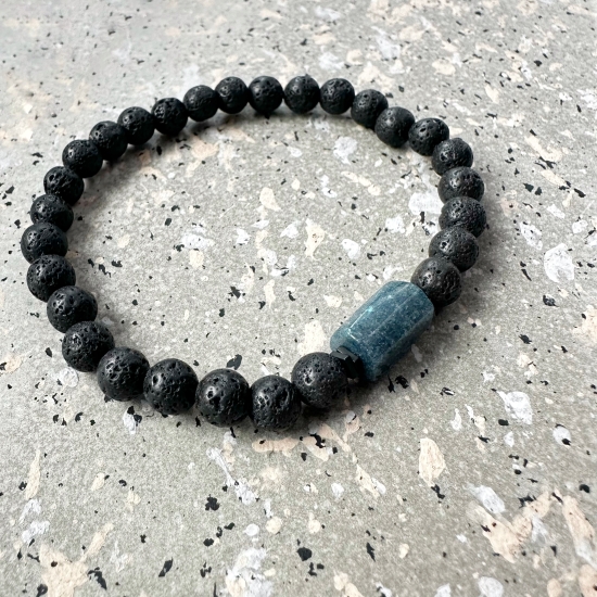 Bransoletka Męska - Lawa Wulkaniczna & Dumortieryt