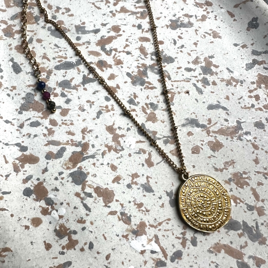 Personalizowany naszyjnik „Dysk z Fajstos” symbol pradawnej mocy + 3 kamienie mocy do wyboru